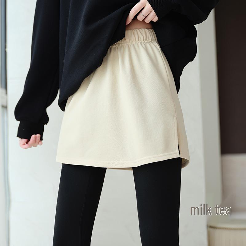 

2026 Women s Casual Shark Pants with Layered Slit Skirt Medium бежевий