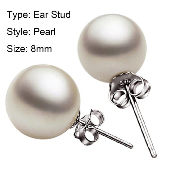 Ear Ring White Beautiful Women Fashion Faux Pearl Ear Stud for Wedding