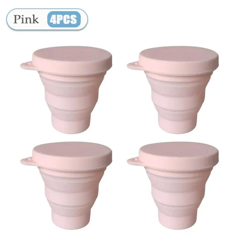 1-10Pcs 180Ml Silicone Collapsible Water Cup Outdoor Camping Travel Portable Foldable Lid Coffee Cup Sports Hiking Accessories