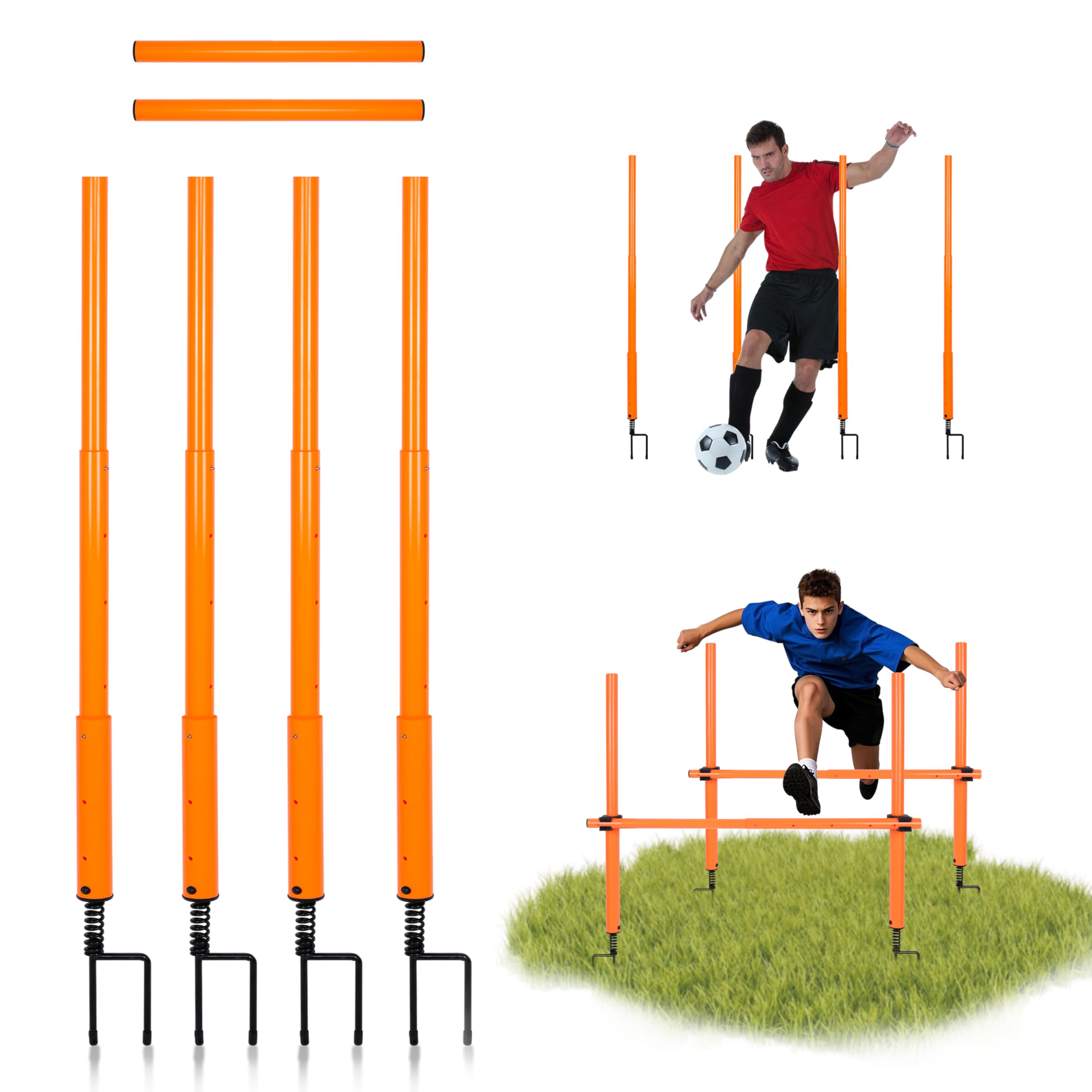 

Hikeen Telescopic Soccer Training Agility Youth Obstacle Training Soccer Training Practice Equipment for Kids and Adults of Pole, Fixed/Foldable,