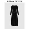 UR Women's Elegant Cowl Neck A-Line Long-Sleeve Dress