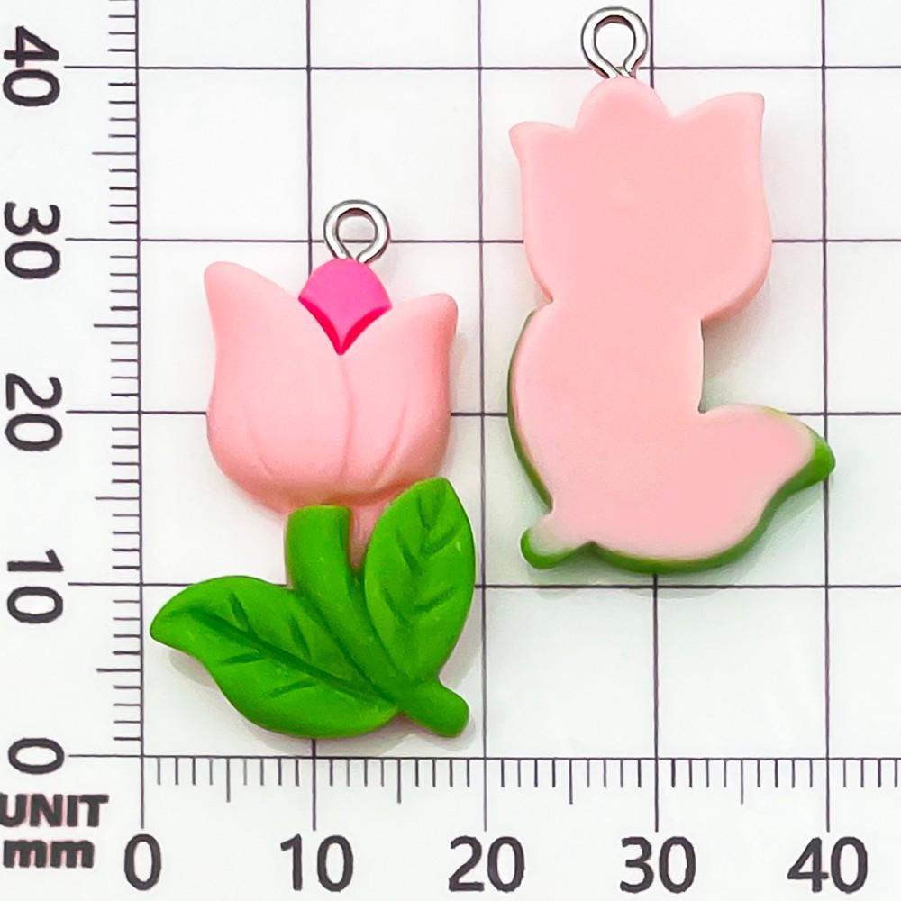 30-Piece Set: Pink Resin Sunflower & Rose Flower Pendants for DIY Jewelry