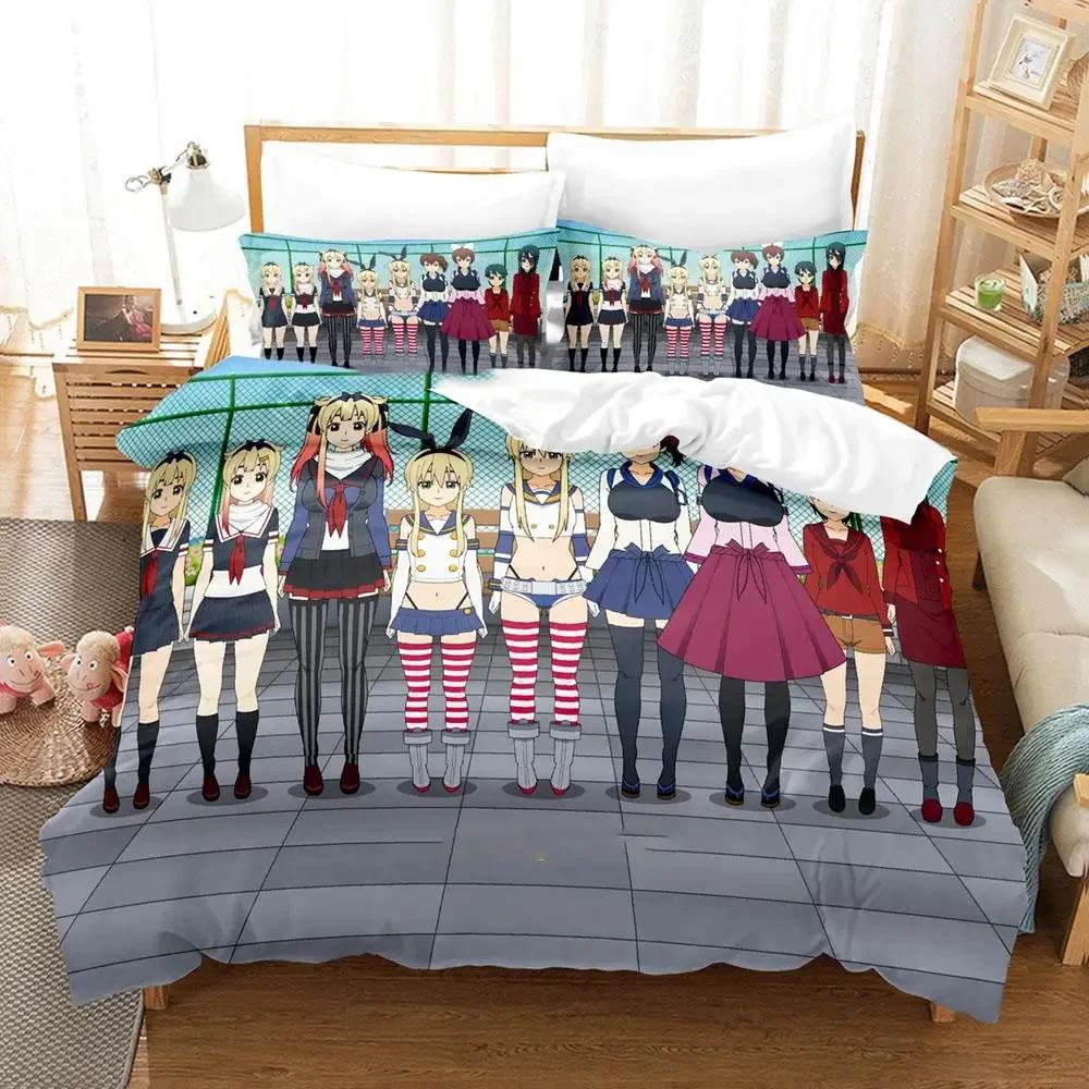 Comforter Anime Kantai Collection Bedding Set Bed Set Comforter King Queen Size Boys Adult Bedding Set