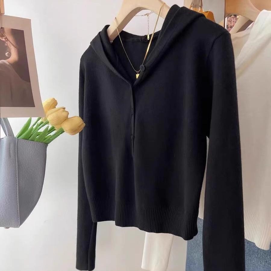 New Autumn Hooded Knitted Sweater, Fashionable New Simple and Casual Long-sleeved Knitted Sweater As A Base Layer for Women