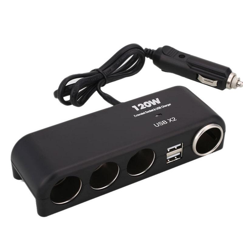 4-in-1 Car Charger Adapter Cigarette Lighter Multi Socket Cigar Jack Splitter Dual Usb Power