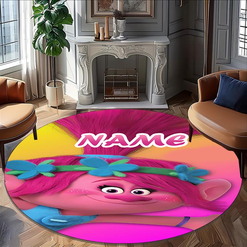 Customizable T-Trolls3 Round Non-Slip Carpet - Ideal for Garden, Picnic, Office, Perfect for Decoration, Suitable For All Seasons