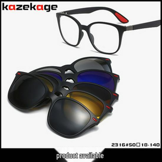 Polarized Magnetic Clip-on Sunglasses Set: Unisex TR Frame Prescription Eyeglass & Sunglasses Combo