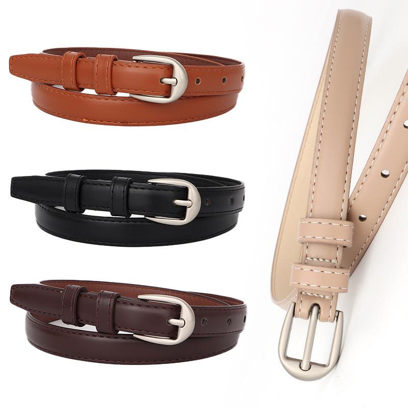 Trendy Simple Retro Silver Buckle Women Slim Waist Belt Casual And Versatile