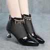 5cm Elegant Fashion Breathable Mesh Leather Boots Summer Shoes 2025 Trend Med Kitten Heels Short Ankle Boots Sandals Office Mom