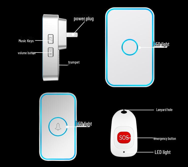 Elderly Wireless Emergency Call Button for Solitary Patients and Caregivers