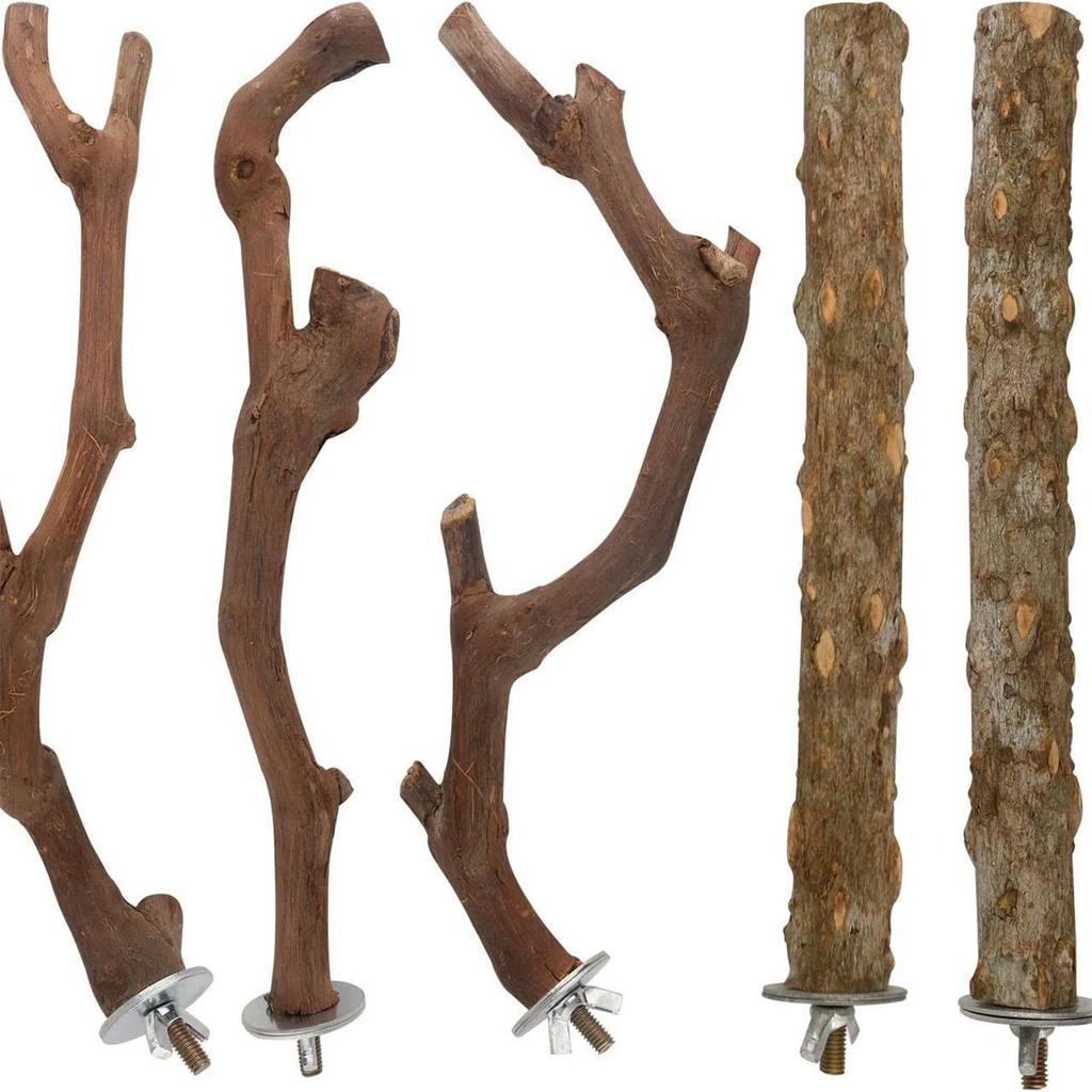 5PCS Bird Training Branches with Fixing Screw Easy to Install Anti-Slip Design Branch for Small Parrot Birds