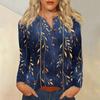 Women's T Shirt Tee Print Button Long Sleeve Daily Weekend Fashion Basic V- Neck Regular Top
