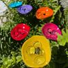 Bee Watering Cup Station Insect Butterfly Drinking Cup with Marbles Garden Decor
