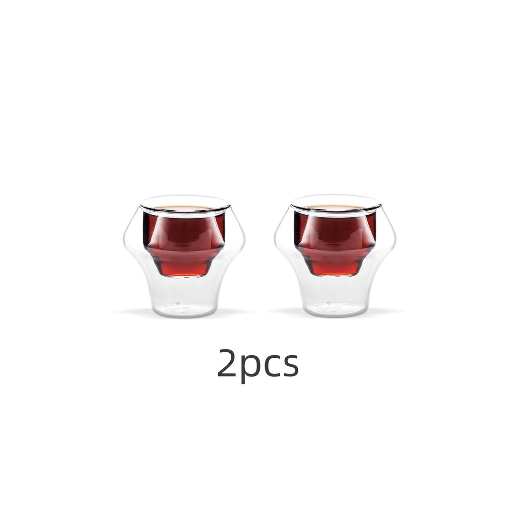 Dubbelväggigt glas espressokopp 60 ml Isolerade genomskinliga kaffeshotsglas Latte Cappuccino Te Muggar Set Kök Kaffetillbehör