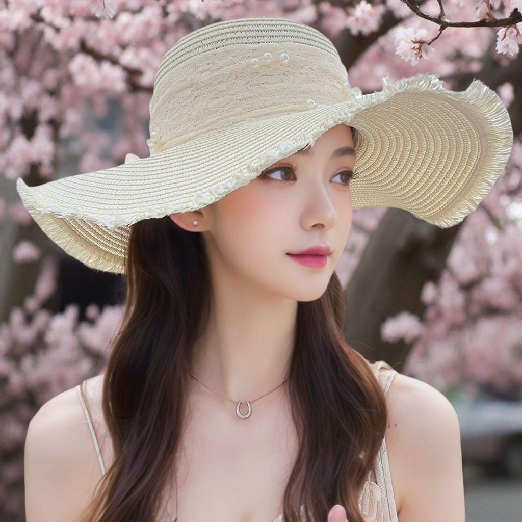 Summer Straw Hat With Wide Brim For Women Sunshade And Casual Outdoor Wear