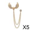 5xTassel Chain Brooch Pin, Vintage Court Lapel Alloy Ornamental Brooch, Fashion Accessory for
