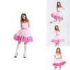 Elegant Super Mario Pink Princess Peach Costume Dress With Crown And Gloves Set