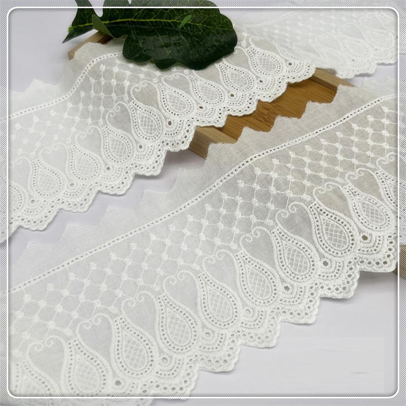 2Meters/lot 11 Cm Wide Palace Gourd Embroidery Pure Cotton White Apricot Black Lace Clothing Sofa Curtain Fabric Lace DIY
