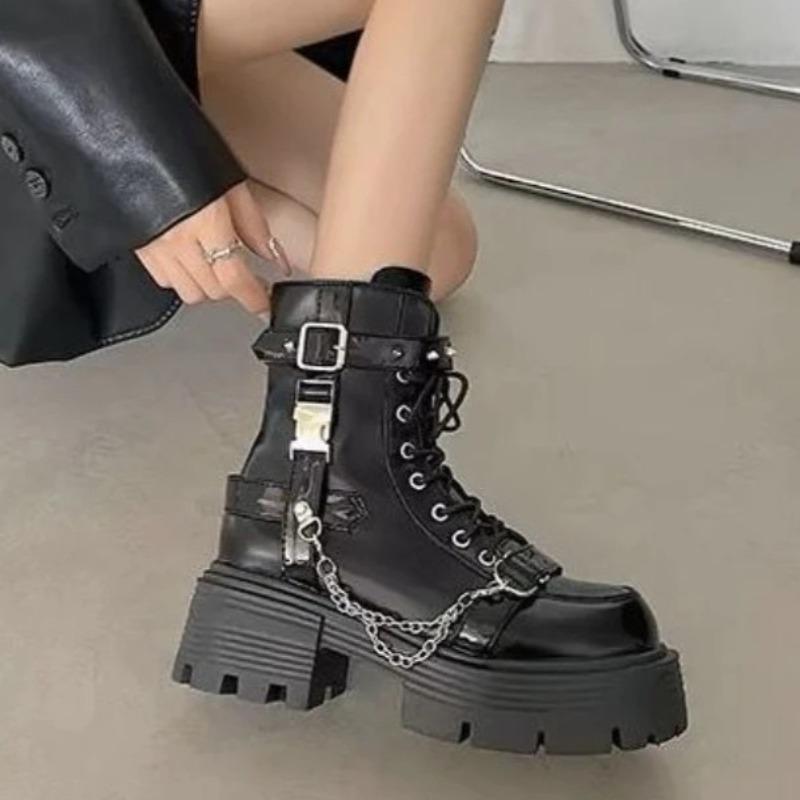 Autumn New Soft Bottom Motorcycle Boots Ankle Boots for Women Outdoor Fashion Women Platform Boots Botas Altas Plataforma Mujer