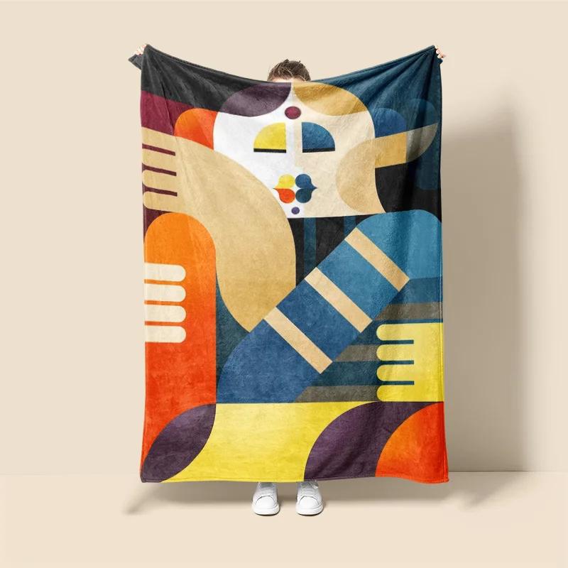 Skandinavischer Ins-Stil Morandi-Decke abstraktes geometrisches Design antistatisch Staub Netroots mit der gleichen Sofabezug-Decke