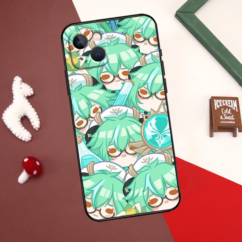 Roztomilé kreslené pouzdro na telefon Genshin Impact pro iPhone 11 12 13 14 15 Pro Max Mini Cover pro iPhone XR X XS Max 7 8 Plus SE 2020