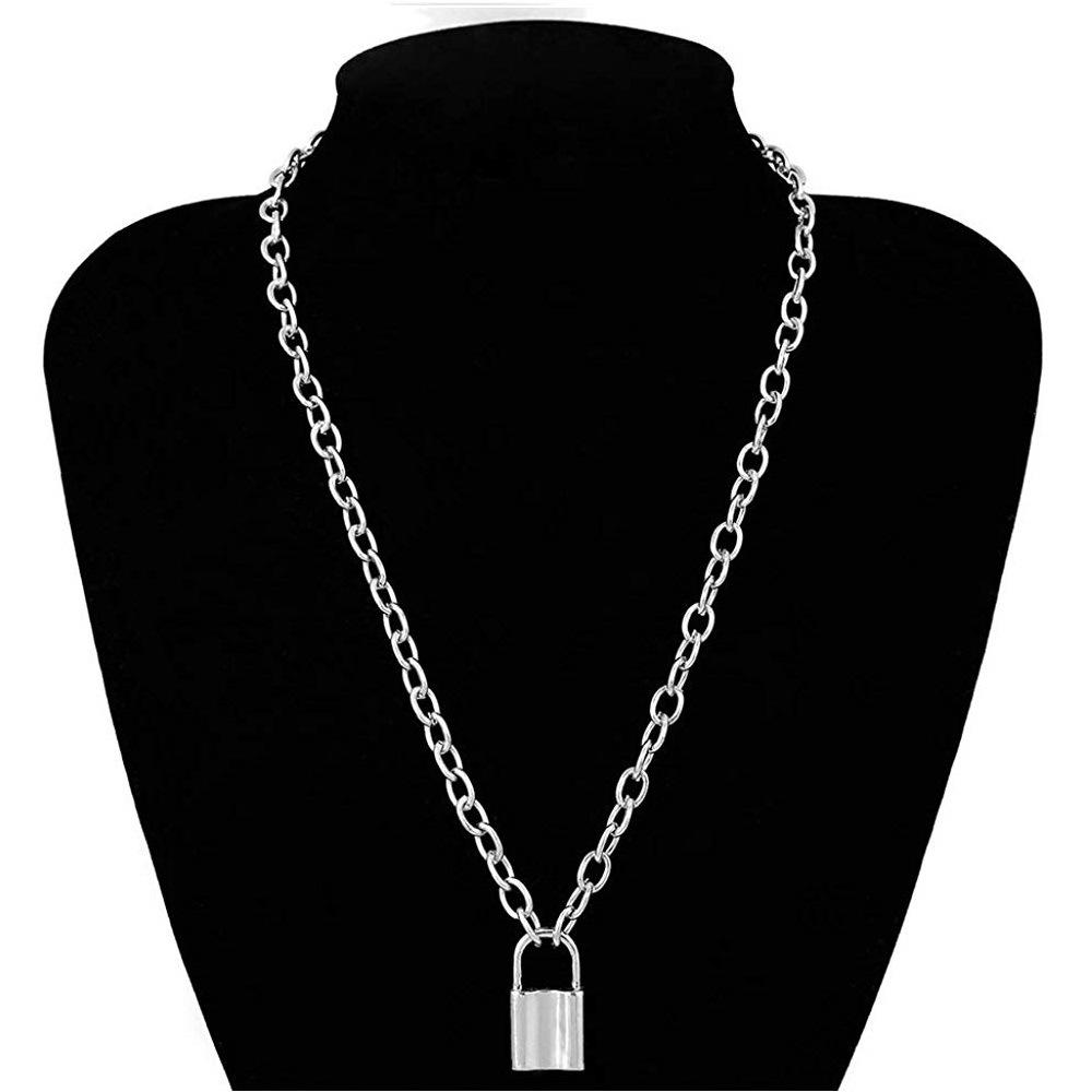 

Punk chain with lock necklace for women men padlock pendant necklace gothic aesthetic alternative fashion jewelry