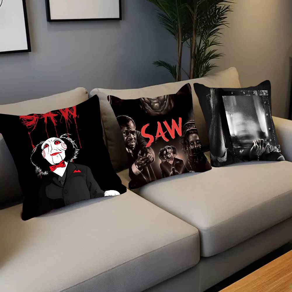 Canvas Printing Wall Art Saw Horror Movie Pillow Case Square Pillow Bedroom Sofa Leisure Comfort Cushion Home Decoration