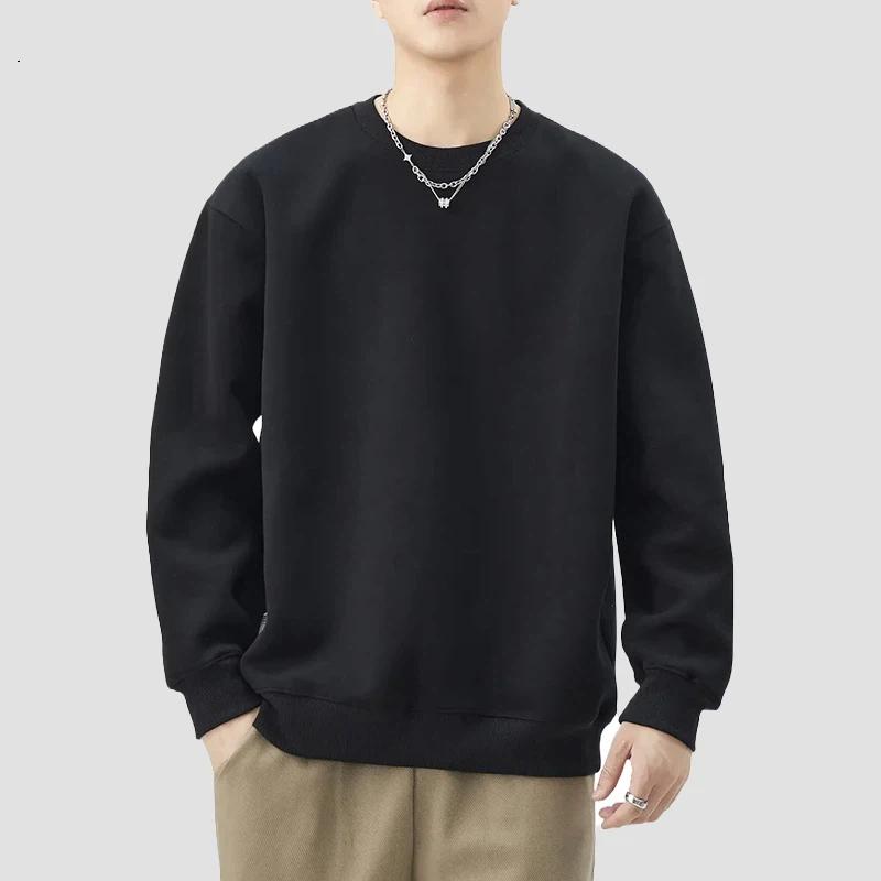 Herbst Casual Sweatshirt Herren Trendig Vielseitig Weiß Rundhals Oberteil Locker Modischer Pullover