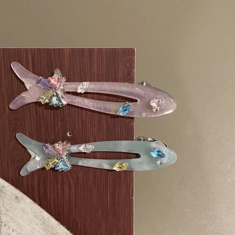 Crystal Colorful Hairpin Acrylic Small Barrette Bangs Clip Fish-shaped Hair Clip Girls