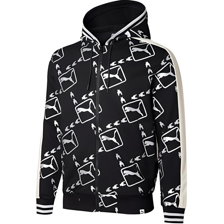 

Puma Metallic Logo Print Повседневная куртка с капюшоном унисекс Верхняя одежда Черный 532177-01 L