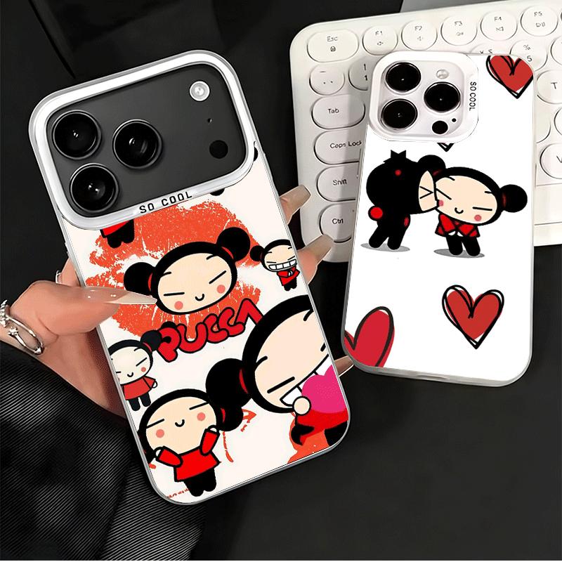 Cartoon Cute Pucca Garu Shockproof Phone Case for iPhone 17 Air 16 16E 15 Pro Max 14 Plus 13 Mini 12 Back Cover Anti Fall Fundas