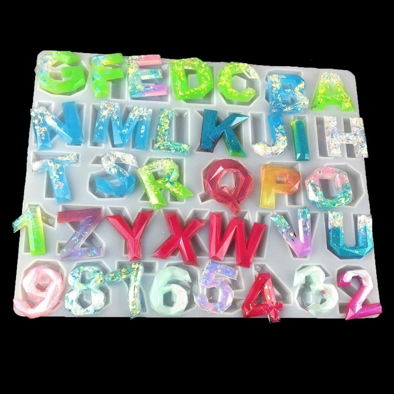 Semi-Stereoscopic Resin Keychain Molds DIY Alphabet Number Casting Mold Jewelry Craft Making Tools for Making Ornaments