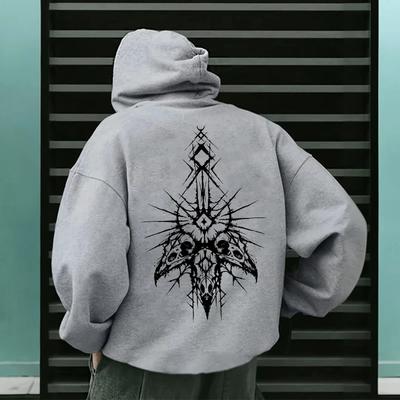 Man Streetwear Hooded Sweatshirt Gothic Demonic Theme Print Top 2025 New Autumn Winter Male Fashion Casual Hoodie with 666 Cross