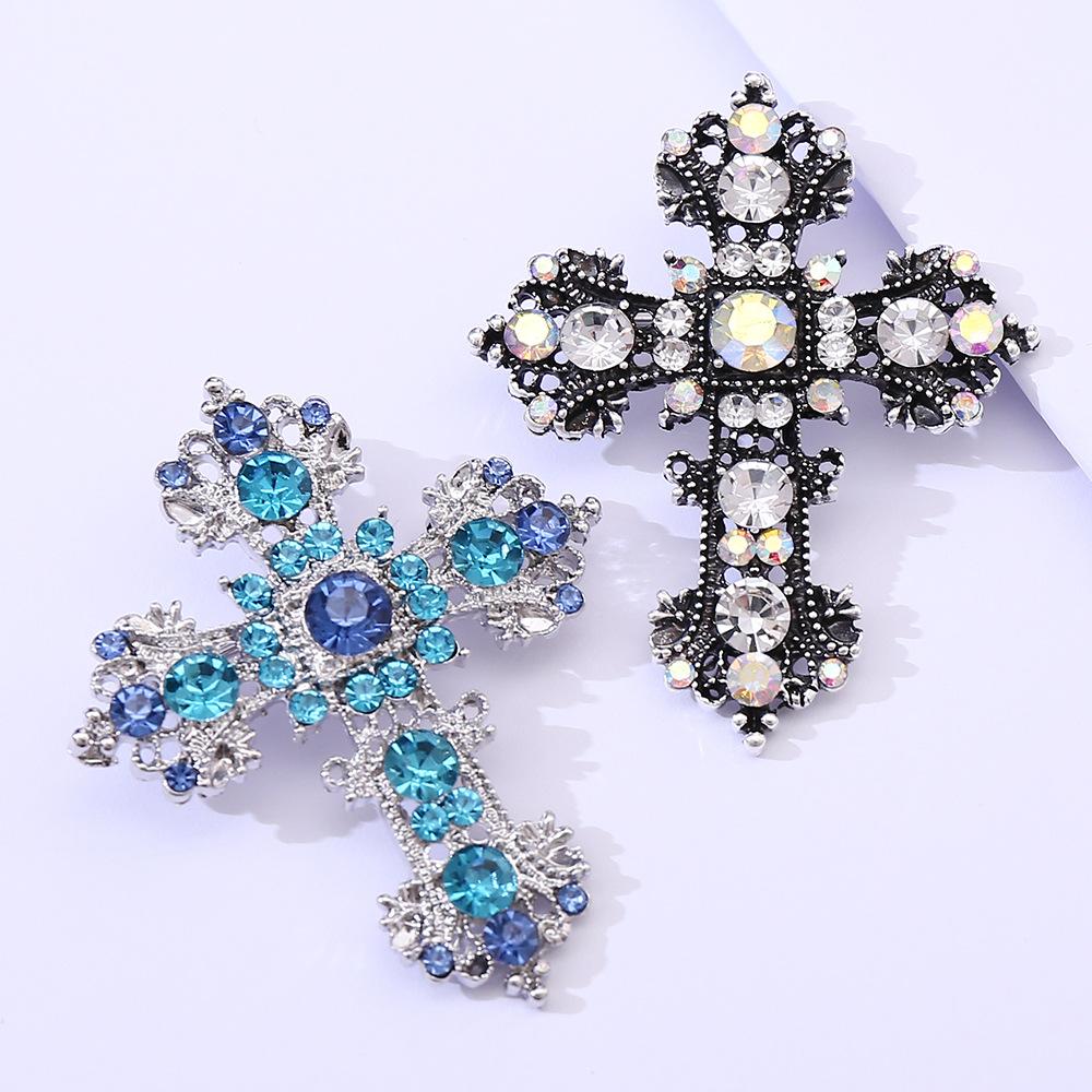 2026 Fashion Creative Alloy Rhinestone Cross Brooch, Personality Trend Women's Clothing Brooch Ornament Pin