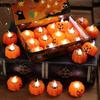 12pcs Electronic Candles Halloween Pumpkin Lamp Ornaments Decor  Festival Party Scene Setting Jack-O-Lantern Props Accessories