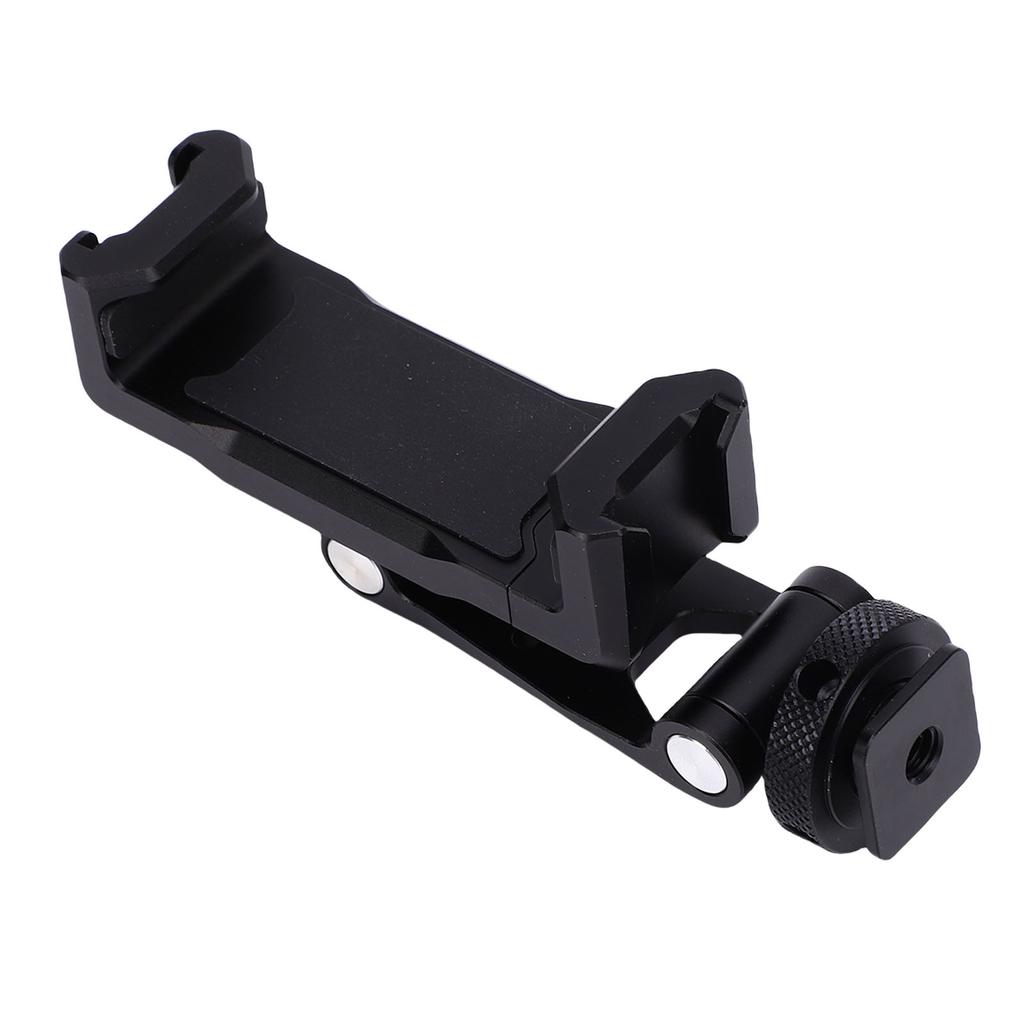 Camera Phone Support with Dual Cold Shoe Mount 360 Degree Adjustable Universal Metal Phone Clamp Tripod Mount Adapter
