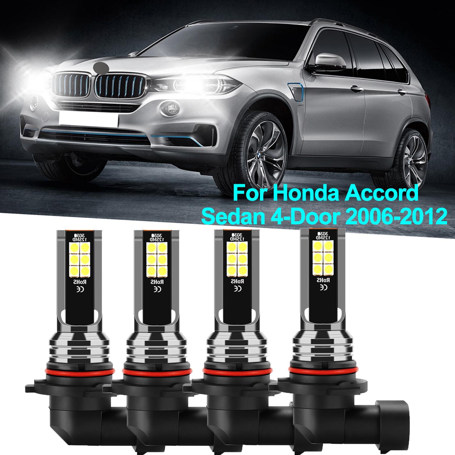 

For Honda Accord Sedan 4-Door 2006-2012 LED Fog Light Lamps 9006 9005 LED Bulbs 6000k High Intensity 3570 CSP Chips No Fan 9005 9006 4pcs