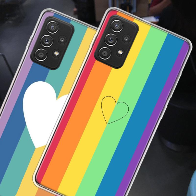 Rainbow Gradient Love Phone Case for Samsung A54 A57 A37 A17 A14 A15 A12 A24 A34 A55 A35 A25 A52S A07 A05S A04S A22 A32 A72 Gala