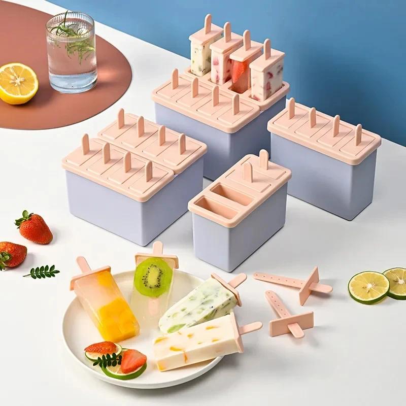 DIY Popsicle/Sorbet Mold Food Grade Household Popsicle Making Frozen Ice Box Abrasive Tools with Lid Homemade Ice Cream Artifact