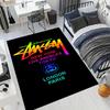 Black Base City Names No.4 Logo Area Rug Non Slip Mat, White Print Global City Street Art Carpet for Living Room Decor