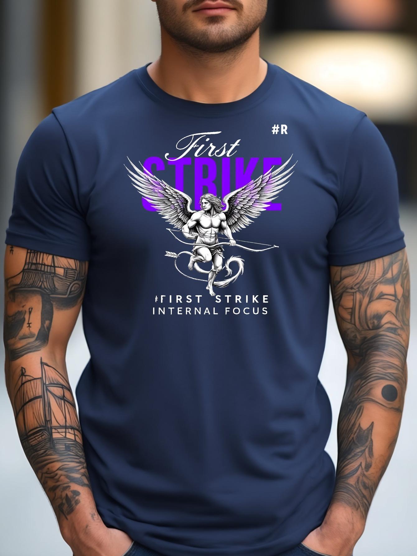 First Strike Graphic T-shirt - Black with Purple & White Print XXL