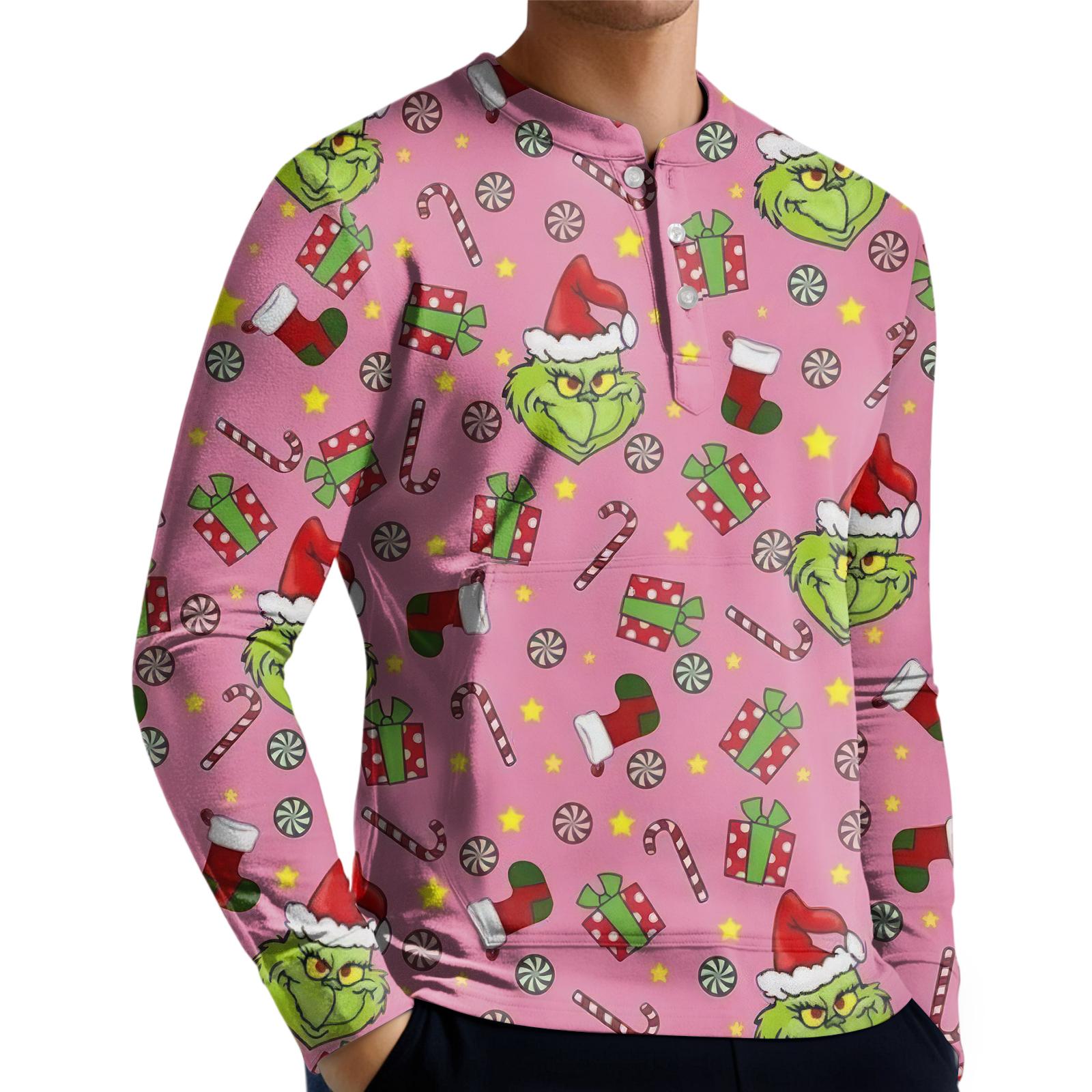 

Men s Casual Button-Down Sweatshirt Fashion Printed Long Sleeve Shirt Pullover XL
