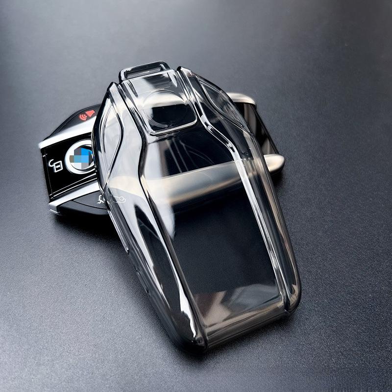 TPU Transparent Car Key Cover for BMW - Compatible with 1/3/5/X Series, I Models | Black & White Color | Protective Key Fob Case