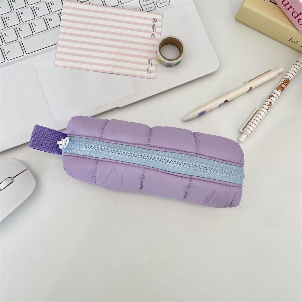 New Solid Color Pen Bag Large Capacity with Handle Pencil Case Soft Gift Stationery Bag Students Supplies