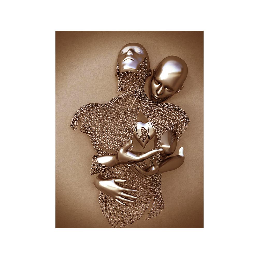 

3D современная металлическая фигурка, статуя, художественная картина на холсте, романтические абстрактные постеры и принты, настенные панно для гостиной, домашний декор 20x30cm синий