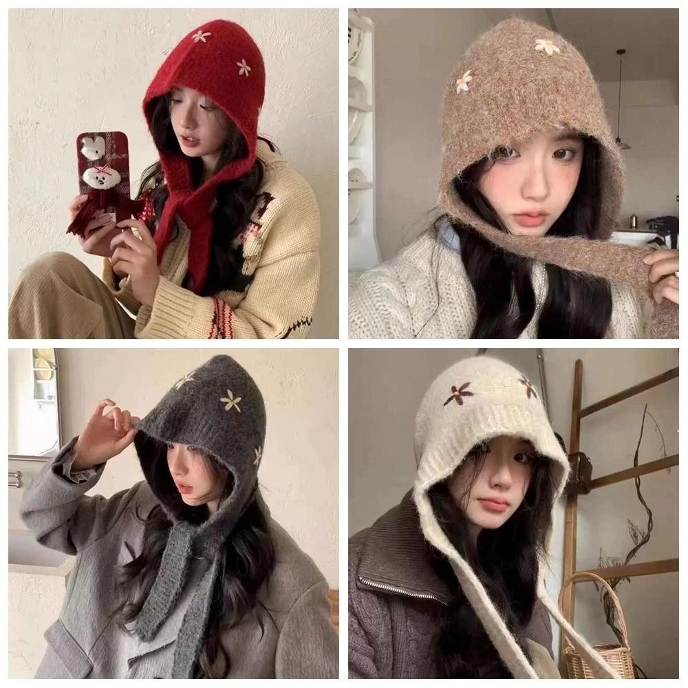 Pullover Hat Ear Protection Hat Cute Winter Cap Warm Knitted Hat  Female/Girls