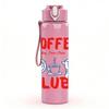 1PC Coffee Club Retro Cup Badge Print 750ml Color Plastic Sports Water Bottle Leakproof Flip Straw Lid Suitable for Sports Office Home Use