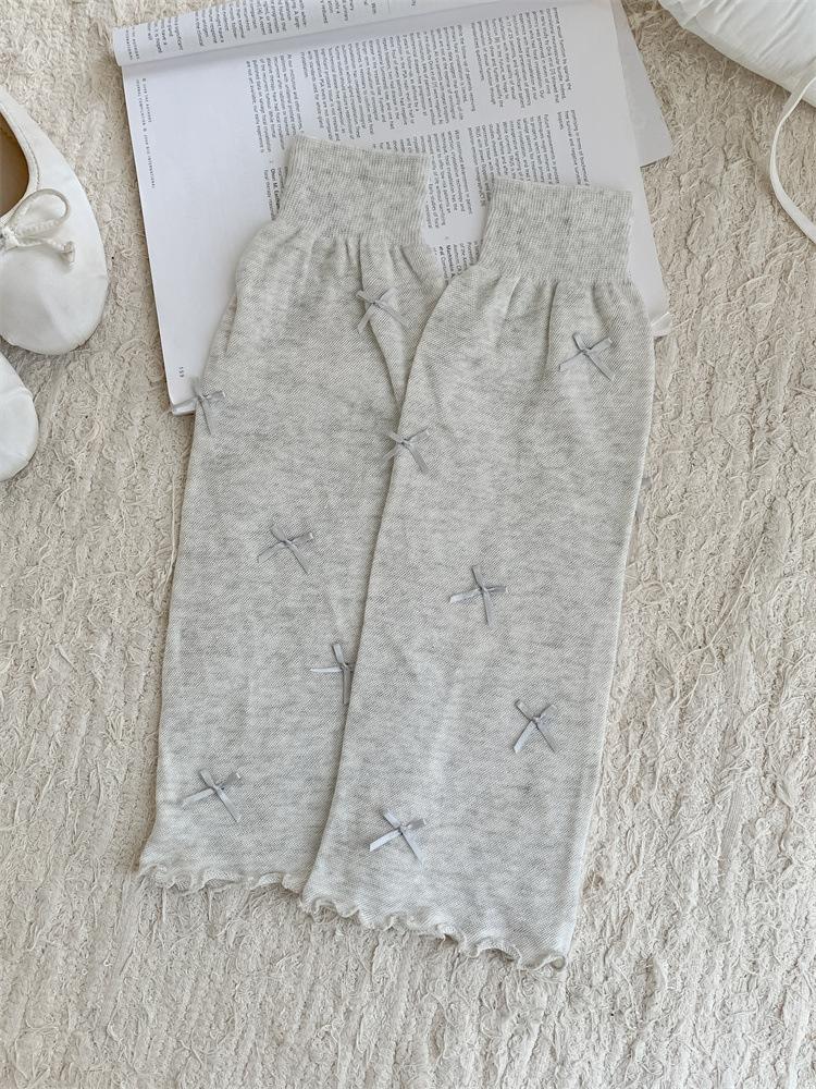 

Japanese Style Ballet Leg Warmers Slouchy Knee High Socks Sheer Gray with Bow Ribbon Detail Sweet Casual Calf Socks for Girls One Size