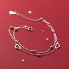 S925 Silver-Plated Heart & Beads Double-Layer Bracelet for Women