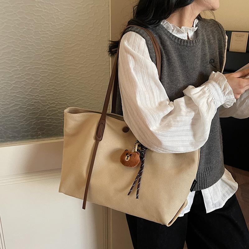 New Women Shoulder Bags Lazy Style Canvas Comfortable and Versatile Texture Tote Bag Lightweight Large Capacity Commuter Bag